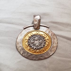 Chico's Silver and Gold Hammered Metal Pendant